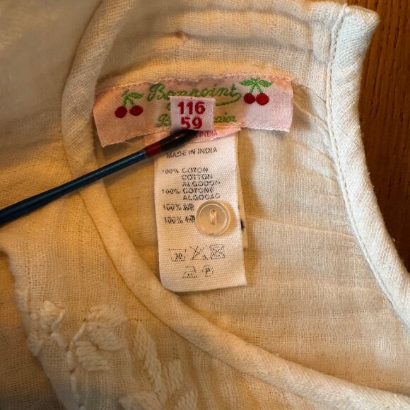 BONPOINT Embroidered Dress Girls 6 Vintage Inspired Pale Pink Cotton Embroidery - Picture 8 of 8